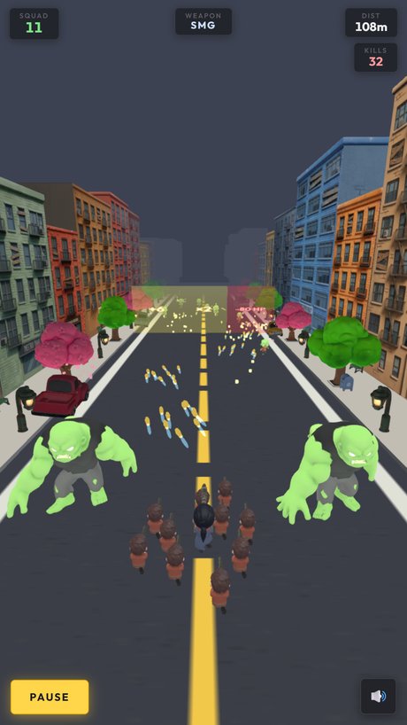 A pack of chibi zombies closing in on the leader